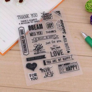 Tampon transparent Sentiments pour la fabrication de cartes, la journalisation et le scrapbooking.