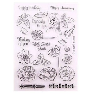 flower sentiments stamp for card making, scrapbooking and paper crafts.