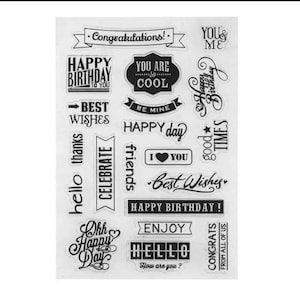 Sentiments clear stamps for card making, journaling and scrapbooking.
