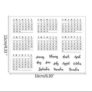 Tampon transparent calendrier pour la fabrication de cartes, le scrapbooking, la tenue d'un journal