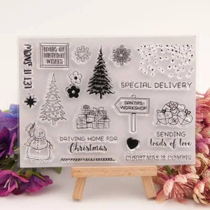 Christmas tree stamp. Christmas clear stamps. christmas sentiments stamp for card making, journaling scrapbooking.