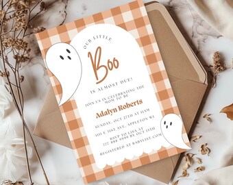 A Little Boo is Almost Due Baby Shower Invitation, Halloween Baby Shower Invite, Ghost Baby Shower, Fall Themed Shower Invitation Template