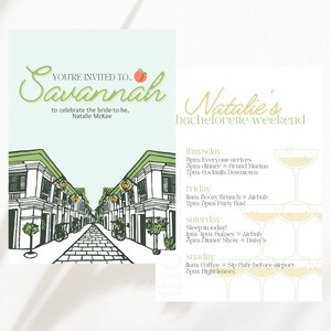 Savannah Bachelorette Itinerary, Savannah Georgia Bachelorette, Savannah Bachelorette Party Itinerary, Canva Custom Itinerary
