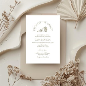 She&#39;s Off The Market Bridal Shower Invitation, Farmers Market Bridal Shower Theme Invite Template, Instant Download