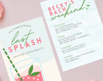 Last Splash Bachelorette Invitation & Itinerary Template (Digital)