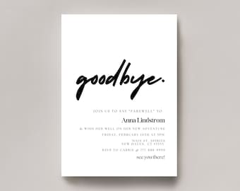Farewell Party Invite, We Will Miss You Invitation, Goodbye & Good Luck Template