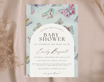 Butterfly Baby Shower Invitation Template (Digital Download)
