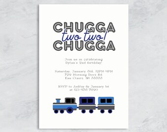 Train 2nd Birthday Invitation, Chugga Chugga Two Two (Digital Download)