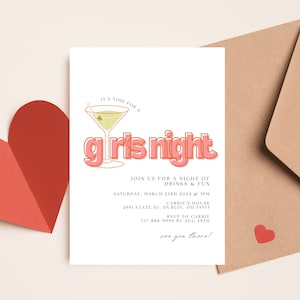 Girls Night Invite, Ladies Night Out, Galentines Invitation, Editable, Printable, Instant Download