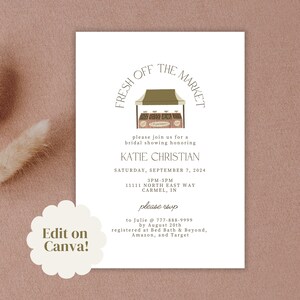 Off The Market Bridal Shower Invitation, Farmers Market Bridal Shower Theme Invite, She&#39;s Off The Market Shower Invite Template