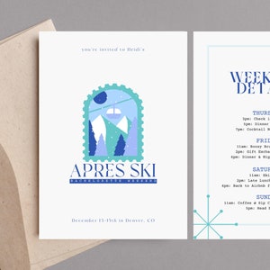 Apres Ski Party Invitation, Winter Bachelorette Weekend Invite, Ski Party Apres Ski Club Bachelorette Instant Download
