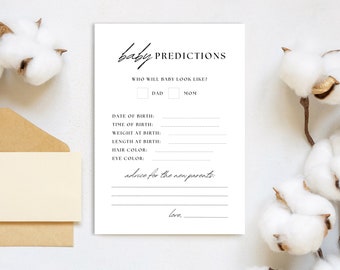Baby Shower Predictions Game, Editable Printable (Digital Download)
