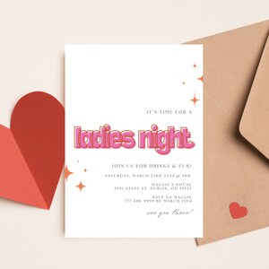 Invitation soirée des dames, invitation Galentines, invitation soirée filles imprimable, téléchargement immédiat image 3