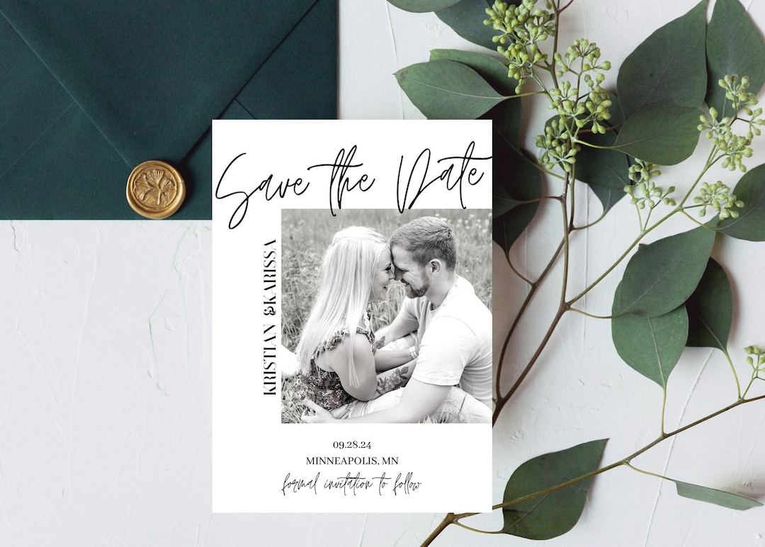 Minimal Save the Date Photo Template, Editable in Canva, Customizable ...