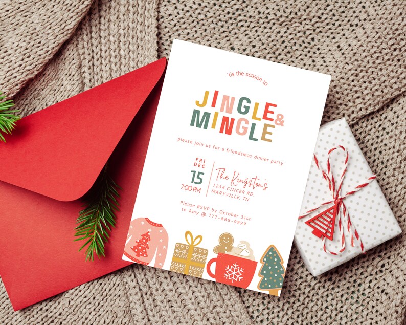 Jingle and Mingle Invitation Holiday Party Invite Template - Etsy
