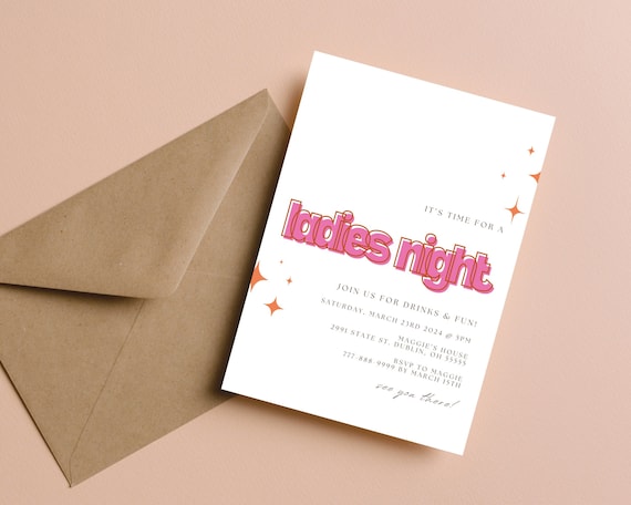 Ladies Night Invite, Galentines Invitation, Girls Night Invite Printable, Instant Download