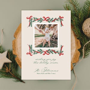 Family Christmas Photo Card Template, Photo Christmas Card Template, Editable Colorful Christmas Card