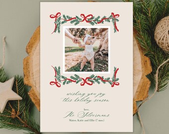 Family Christmas Photo Card Template, Photo Christmas Card Template, Editable Colorful Christmas Card