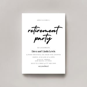 Invitation à une fête de retraite, invitation à la retraite, invitation minimaliste, téléchargement immédiat MODIFIABLE