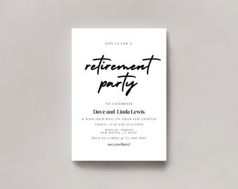 Retirement Party Invitation, Retirement Invite, Minimalist Invite, Instant Download EDITABLE