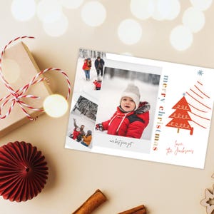Christmas Photo Card Template, Photo Christmas Card Template, Editable Colorful Christmas Card