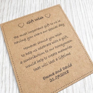 Cartes-cadeaux personnalisées de mariage lune de miel argent de vœux sur carte Kraft brune - demande de jeton de style rustique vintage Invitations de mariage personnalisées