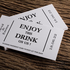 Modern Wedding Drink Ticket Template Drink Voucher Drink Token for Wedding Work Party Printable Instant Download