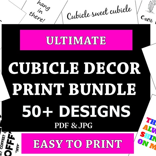 MEGA Cubicle Decor Bundle 50+ Designs Print at Office or Home Office cubicle funny style printable poster pack happy work secret santa gift