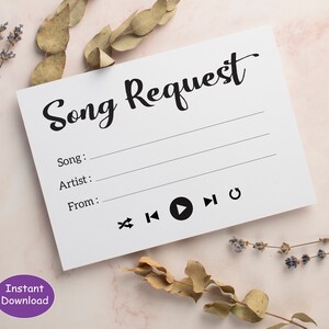 Carte de demande de chanson imprimable Carte de liste de lecture Musique de fête Spotify Carte de clôture de chanson de danse de mariage PDF Téléchargement instantané