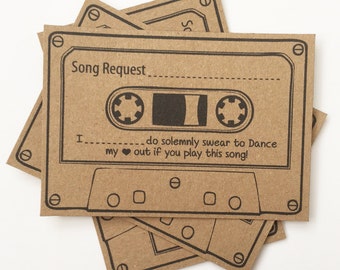 Wedding Song Request Cards Brown Kraft Vintage Retro Games Shabby Chic