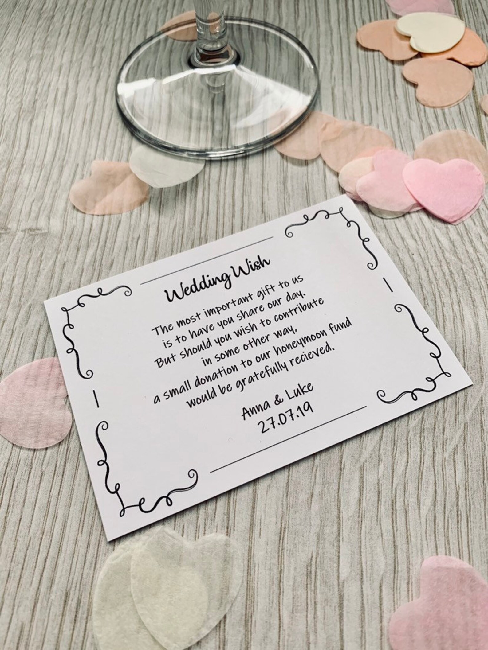 Personalised Wedding Wish Gift Cards on White Card elegant Etsy UK