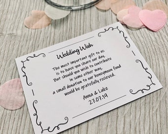 Cartes-cadeaux personnalisées de souhait de mariage sur la carte blanche -argent élégant de lune de miel souhaitant bien vintage style rustique demande invitation