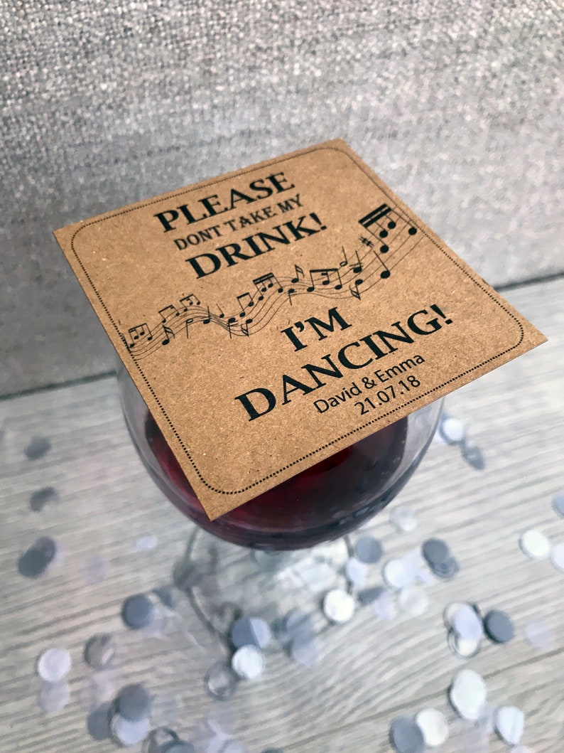 Wedding Drink Cover Cards Kraft Fun Music Dancing Party Song Token Game Custom Customized Personalised Wedding Favor Favour Ticket Christmas image 1