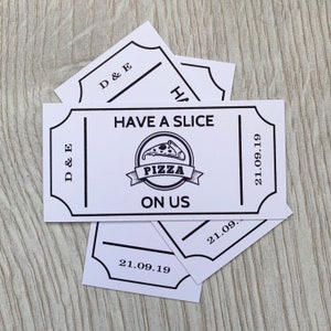 Personalised Pizza Truck Food Tickets Digital File White Coupon Meal Tokens Party Card Custom Wedding Sweet Food Voucher Bar Graduation image 2