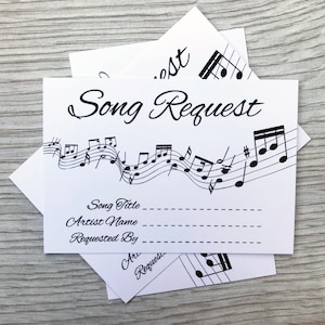 Wedding Song Request White Cards Vintage Retro Shabby Chic Patterned Music Elegant Simple