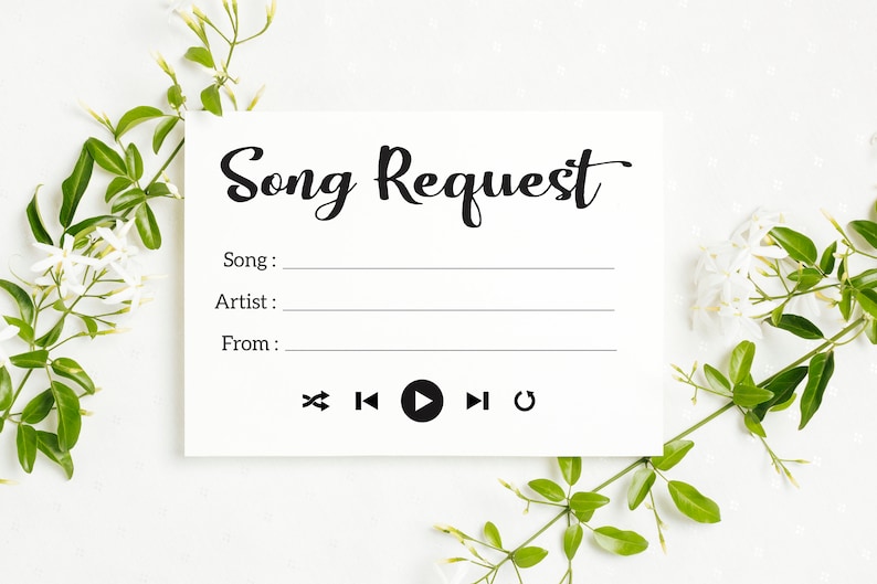 Song Request Text Printable Song Request Card Play List Card Party Music Spotify Wedding ...