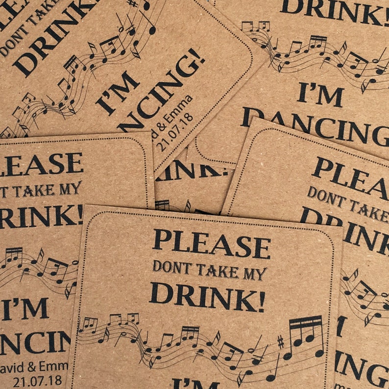Wedding Drink Cover Cards Kraft Fun Music Dancing Party Song Token Game Custom Customized Personalised Wedding Favor Favour Ticket Christmas image 6