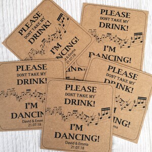 Wedding Drink Cover Cards Kraft Fun Music Dancing Party Song Token Game Custom Customized Personalised Wedding Favor Favour Ticket Christmas image 5