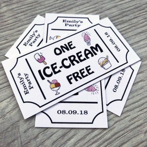 Ice Cream Tokens gepersonaliseerde trouwtickets Qty 50 - White Coupons Party Voucher Kaarten Vintage Custom Sweet 16 Parlour Food Truck Voucher