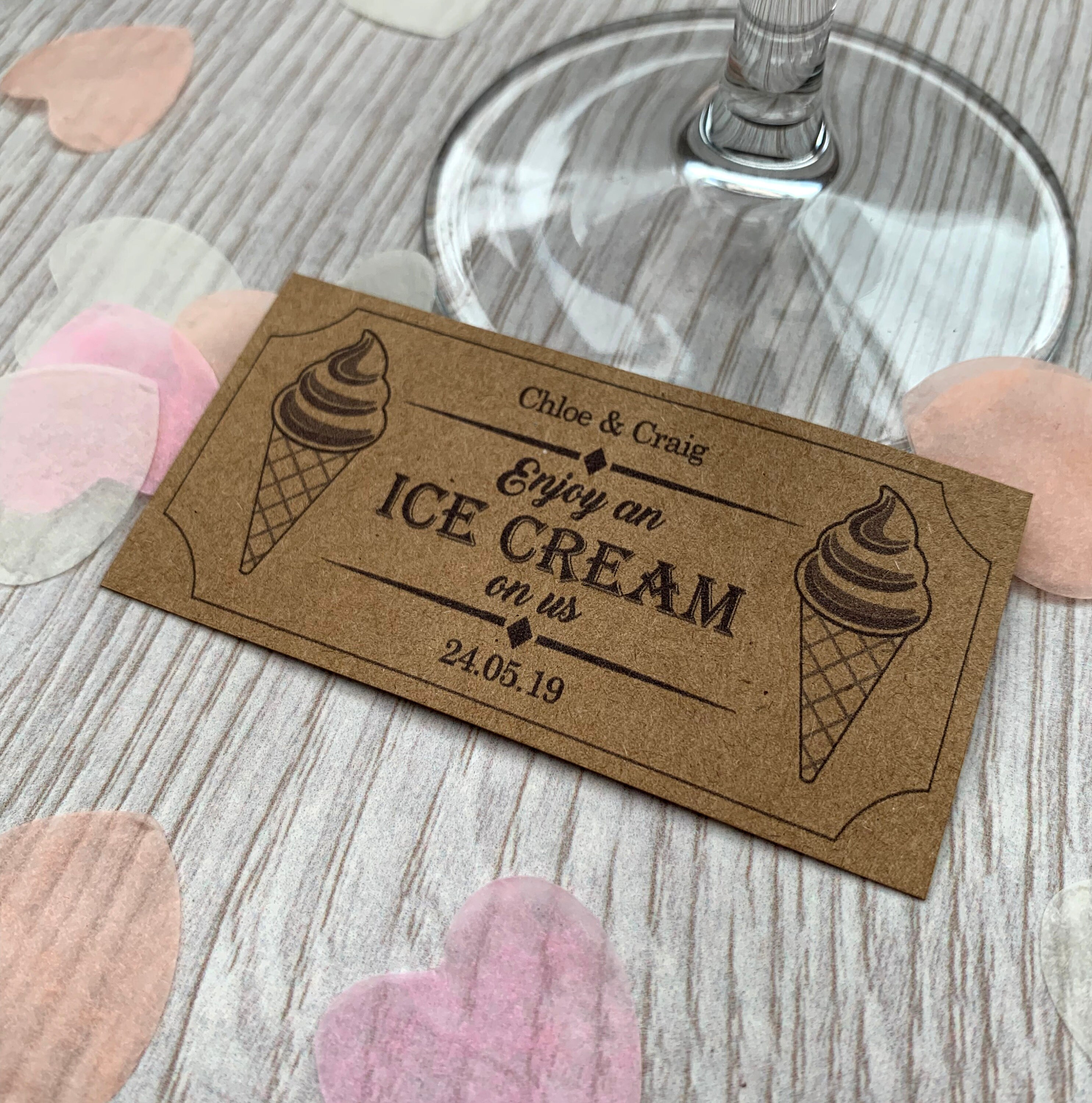 Ice Cream Tokens Personalised Wedding Tickets Qty 50 Brown Etsy UK