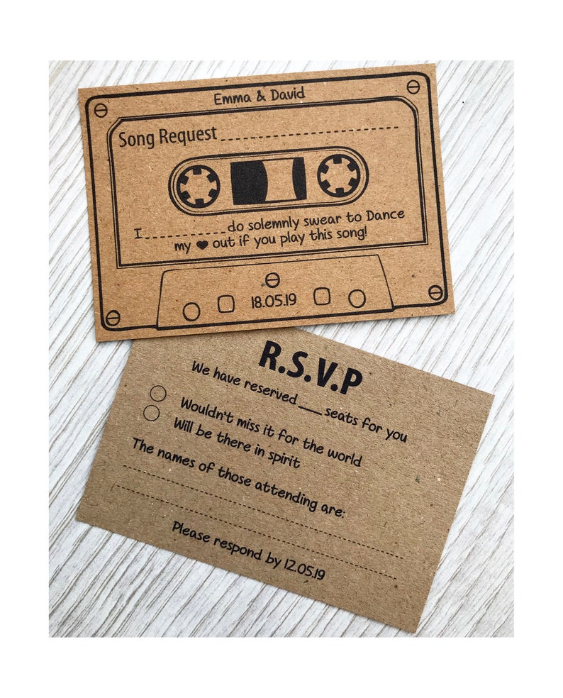 rsvp wedding cards personalised song request double sided