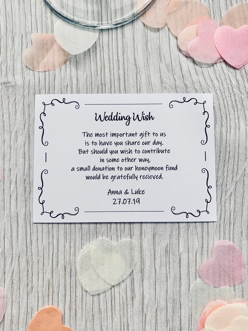 Personalised Wedding Wish Gift Cards on White Card elegant Etsy UK