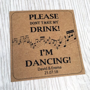 Wedding Drink Cover Cards Kraft Fun Music Dancing Party Song Token Game Custom Customized Personalised Wedding Favor Favour Ticket Christmas image 3