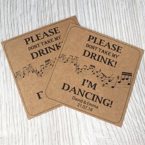 Wedding Drink Cover Cards Kraft Fun Music Dancing Party Song Token Game Custom Customized Personalised Wedding Favor Favour Ticket Christmas image 4