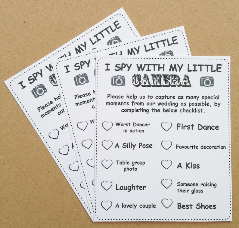 i spy cards x10 wedding party trivia game white card or