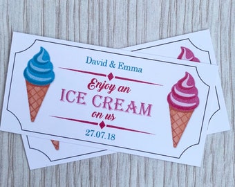 ice cream tokens personalised wedding tickets qty 50 white etsy