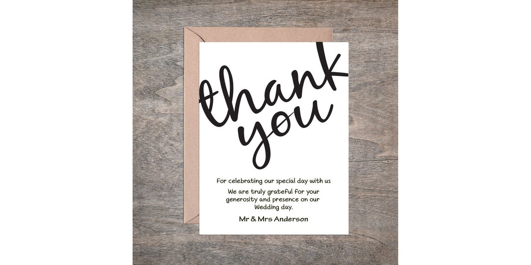 Wedding Thank You Card Instant Digital Download Editable DIY Etsy