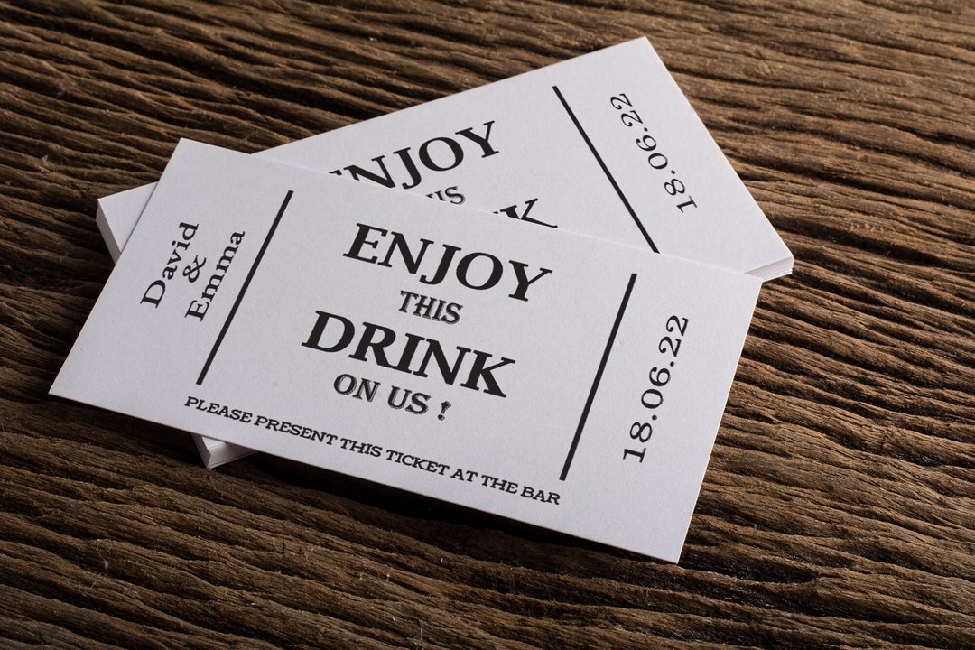 Modern Wedding Drink Ticket Template Drink Voucher Drink Token for