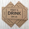 Personalised Wedding Drink Tickets - Brown Kraft Coupon - Cheers Party Bar Christening - Card Vintage Custom Cinema Style Game Voucher