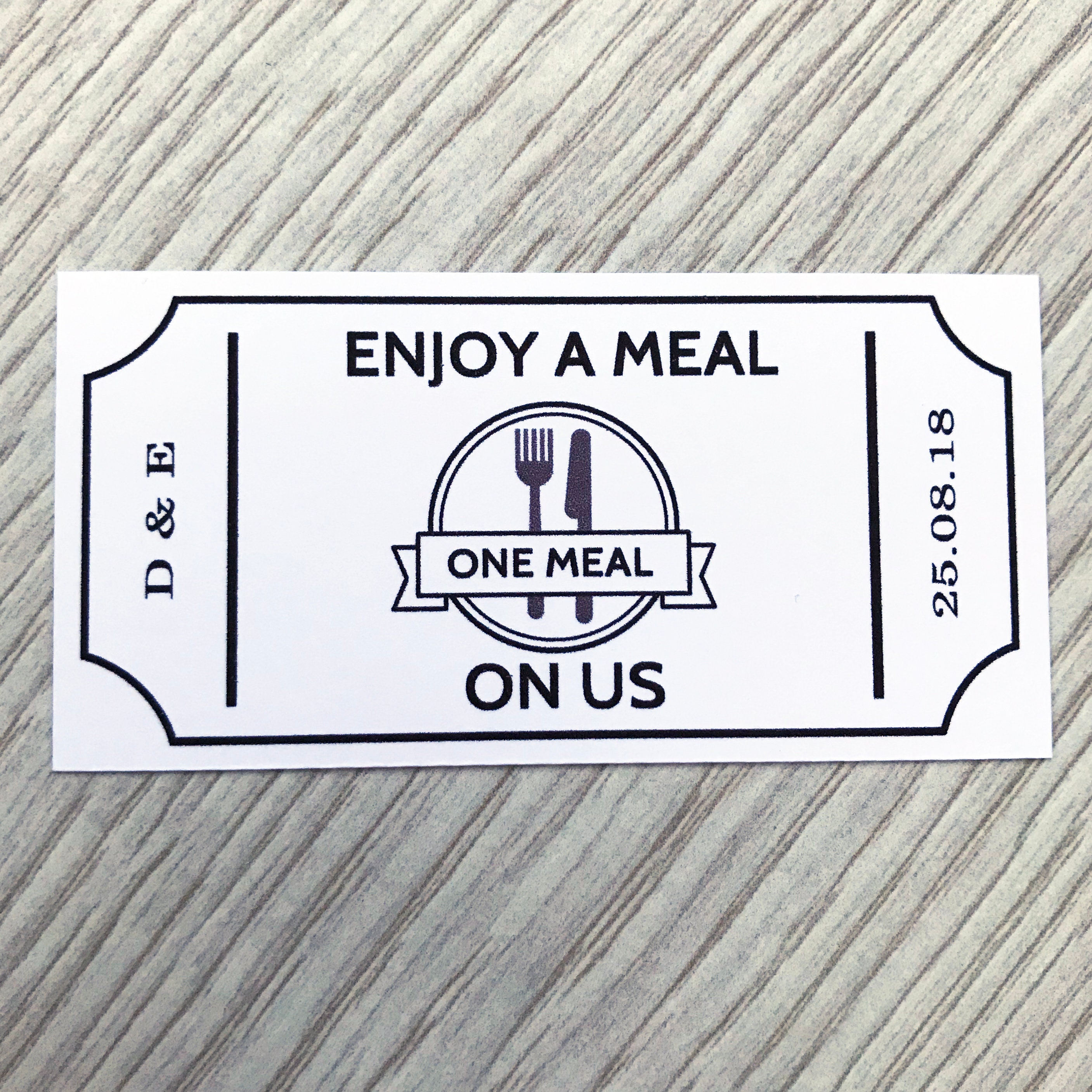 Meal Food Tickets Personalised X50 White Coupons Wedding Etsy UK